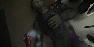 Hulk with damaged arm in Avengers: Endgame