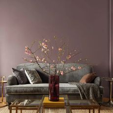 A living room painted in Benjamin Moore cinnamon slate