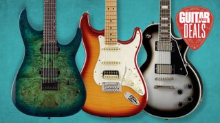 Close up of three guitars