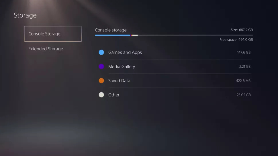 PS5 opslagruimte