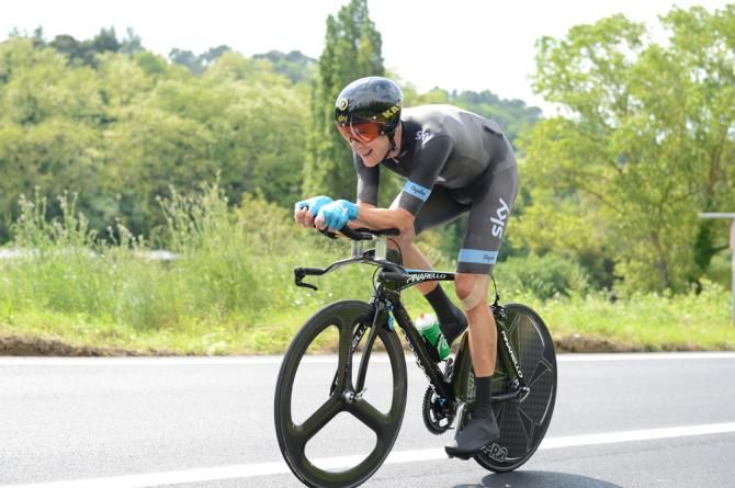 Bradley Wiggins (Team Sky) on the time trial course