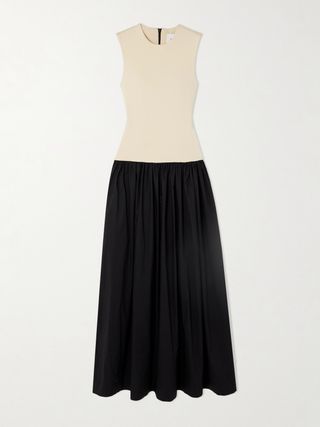 + Net Sustain Two-Tone Stretch-Knit and Organic Cotton-Poplin Maxi Dress