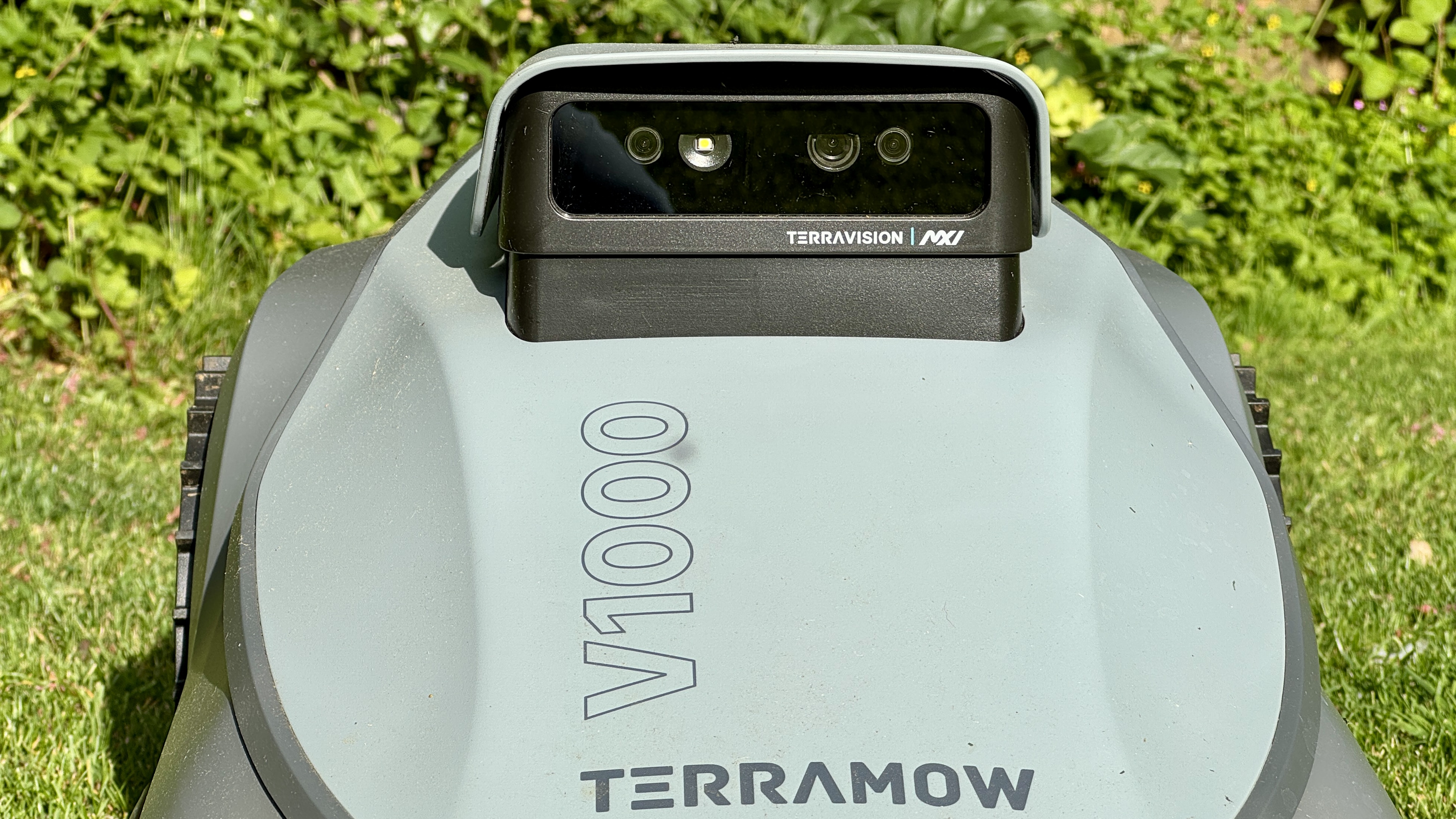 TerraMow V1000 at home on the lawn