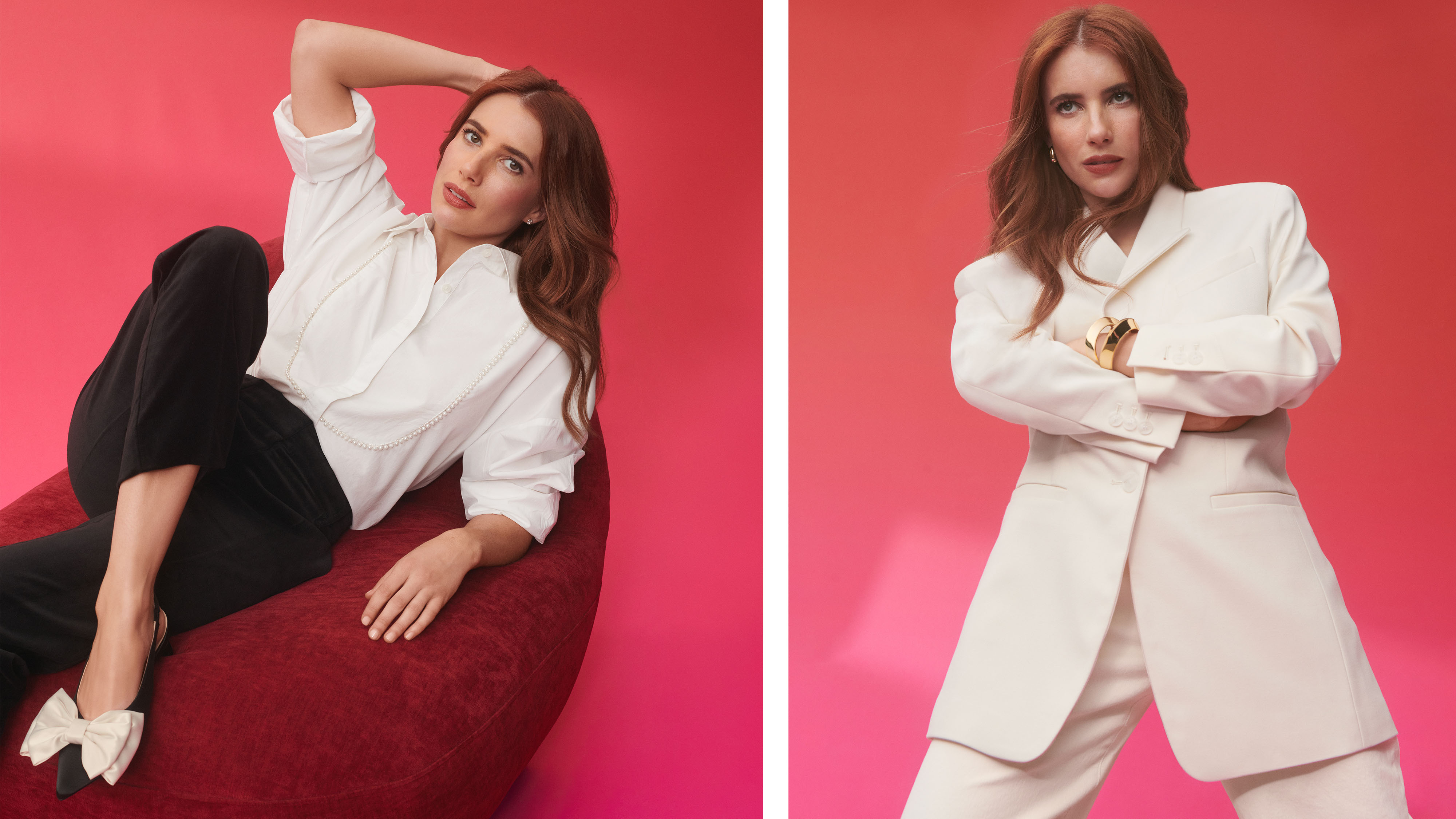 Emma Roberts wearing holiday party pieces.