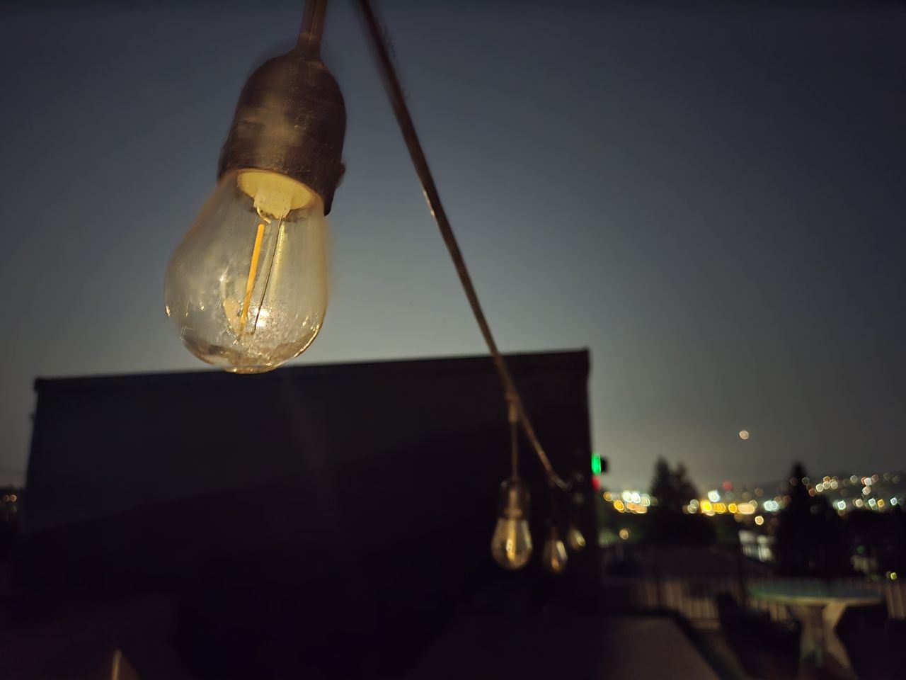 String lights at night