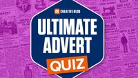 Ultimate advert quiz on purple background with newspaper ads in the background