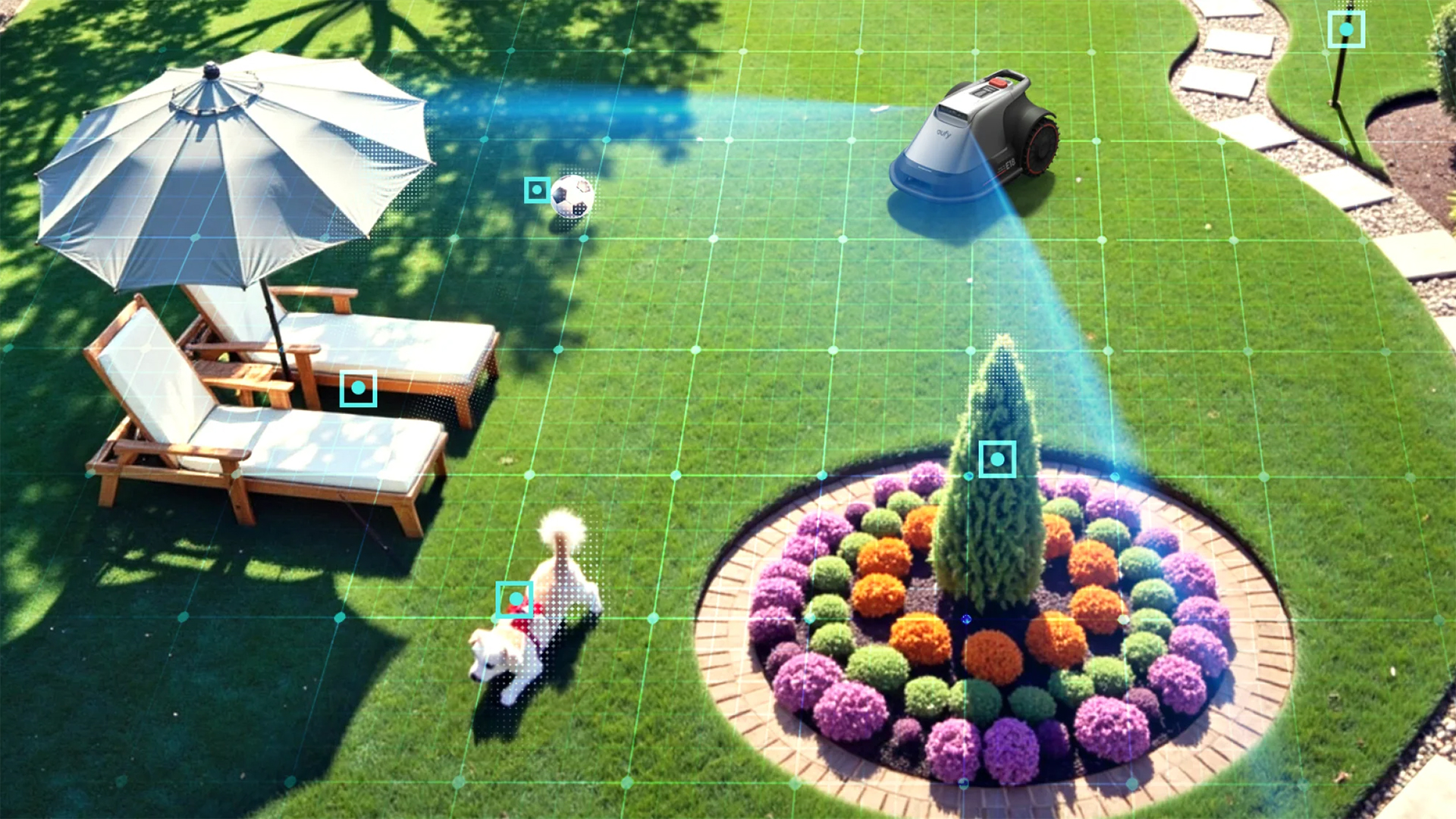 Eufy E15 lawnbot in action