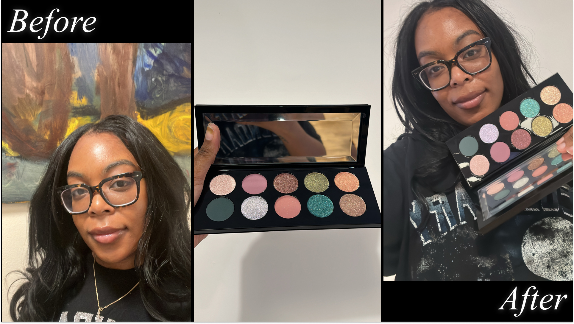 Ariel Baker testing Pat McGrath Labs Mothership XII Petalmorphosis Eyeshadow Palette