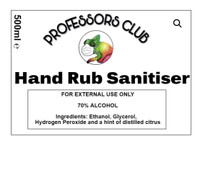 Hand rub sanitiser (500ml) | £7.50 at Professors Club