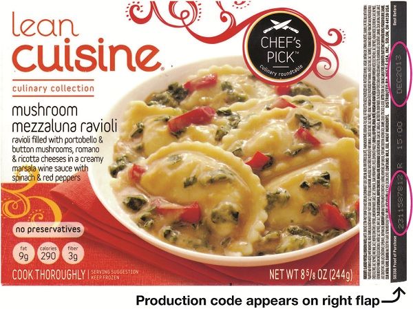 recall, lean cuisine, nestle prepared foods company, Culinary Collection Mushroom Mezzaluna Ravioli