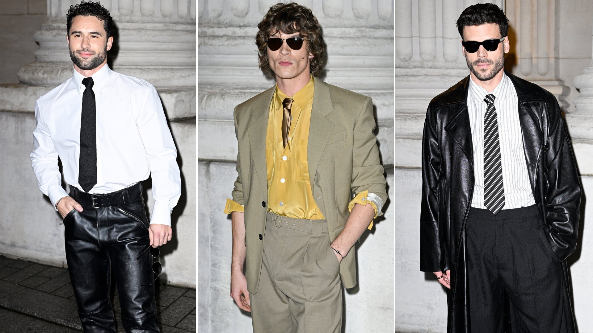 Connor Storrie, Francois Arnaud, and Robbie G.K. from Heated Rivalry attended the Saint Laurent Men's Fall 2026 show together