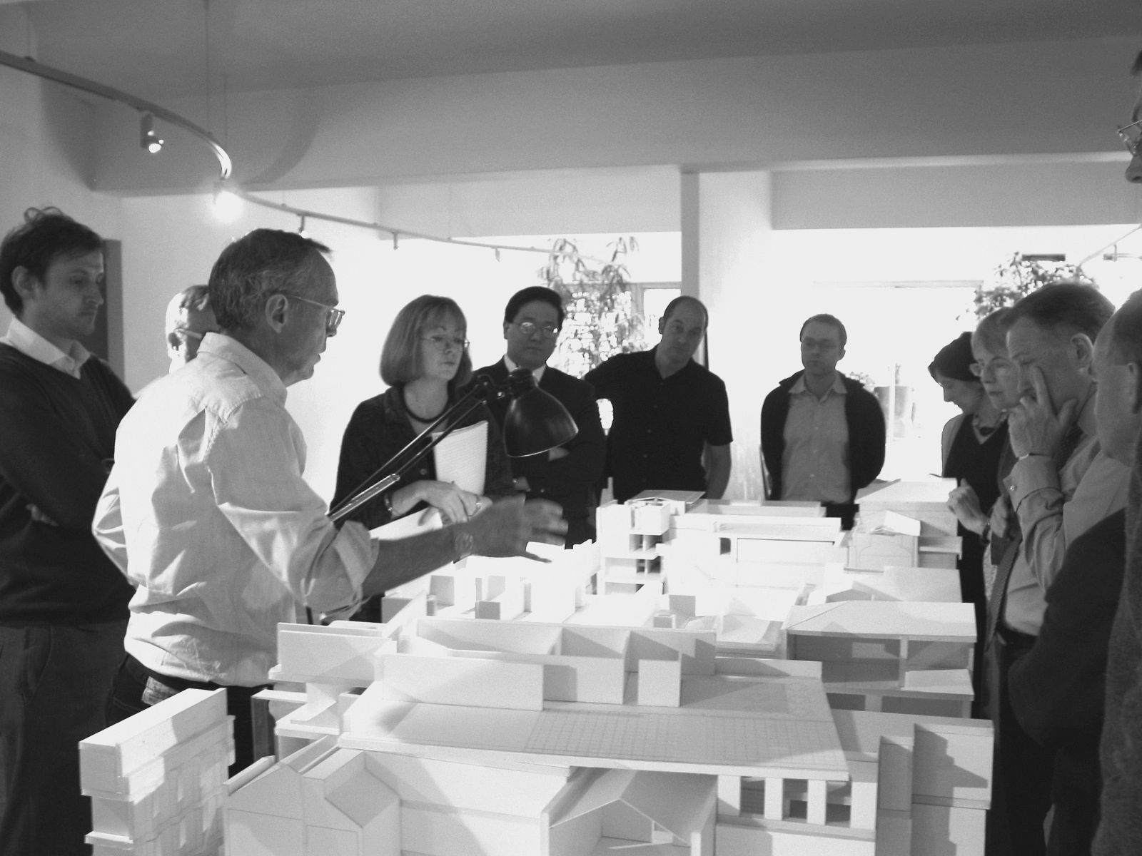 Rick Mather (in white shirt, left) and the team working on the Ashmolean scheme