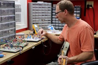 Brian Wampler with his Fender Telecaster and trusty breadboard