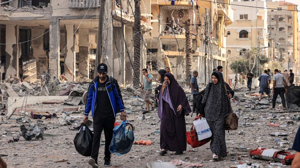 Rubble in Gaza after Israeli airstrikes