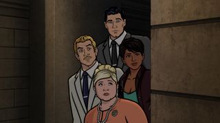 Ray Gillette, Pam Poovey, Sterling Archer and Zara Kahn in Archer