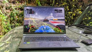 MSI laptop on car