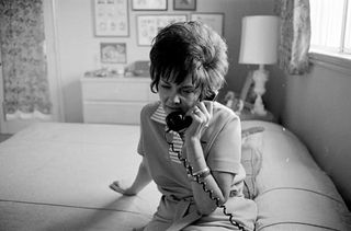 Marilyn Lovell, wife of Apollo 13 commander James Lovell, on the phone on April 14, 1970, the day after the explosion on board the Apollo 13 spacecraft.