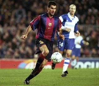 Pep Guardiola in action for Barcelona against Alaves in December 2000.