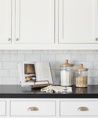 Shea McGee's pantry with glass containers and jars with food