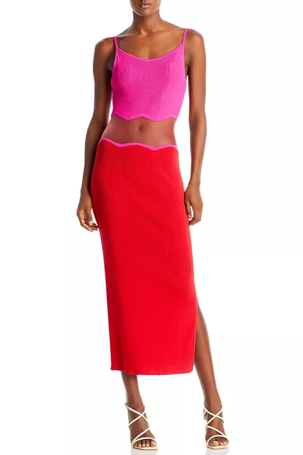 MILLY Sheer Wave Color Blocked Midi Dress