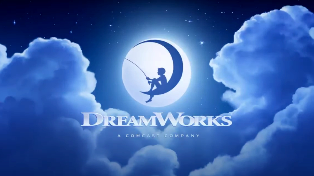 The logo of Dreamworks Animation, a boy sitting on the moon and fishing.