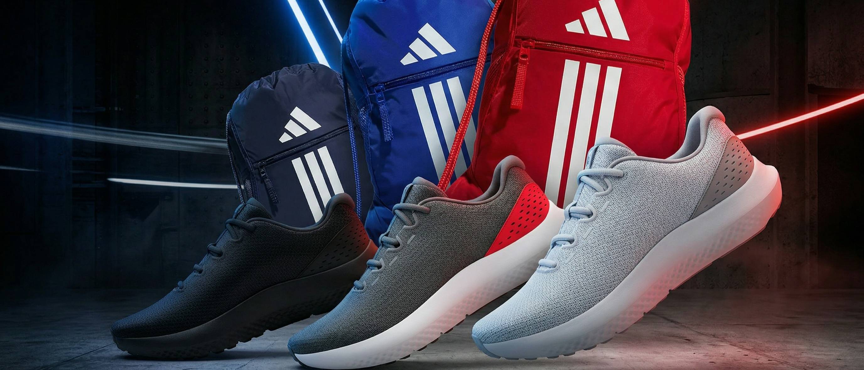 Under Armour running shoes, Adidas gym bag