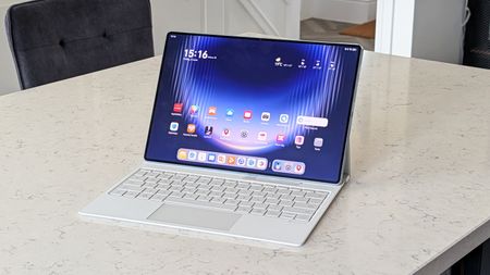 The Huawei MatePad Pro Max on a marble table