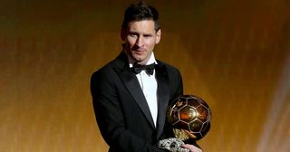 Ballon d'Or winner Lionel Messi of Argentina and Barcelona accepts his award during the FIFA Ballon d'Or Gala 2015 at the Kongresshaus on January 11, 2016 in Zurich, Switzerland.