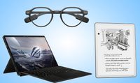 Asus ROG Flow Z13, Kindle Scribe and other favorite gadgets of 2025 on a blue background