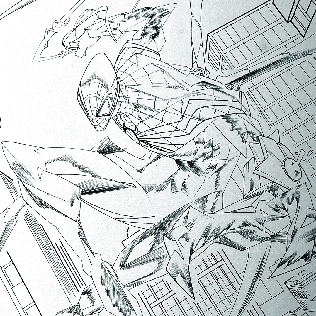 Ilustración de Spider-Punk Marvel Snapcard Trabajo en progreso