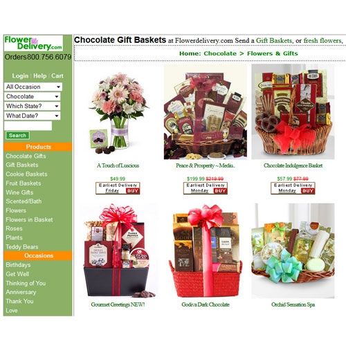 Adorable Gift Baskets image: Adorable Gift Baskets works with Flowerdelivery.com, so sometimes you will be directed to that website for gift baskets and flower arrangements instead.