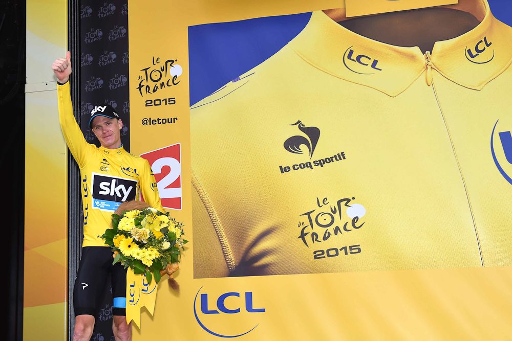 Chris Froome on the stage 19 podium