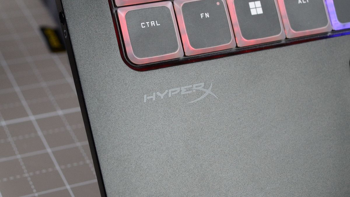 The HyperX logo on the HP Omen Transcend 14