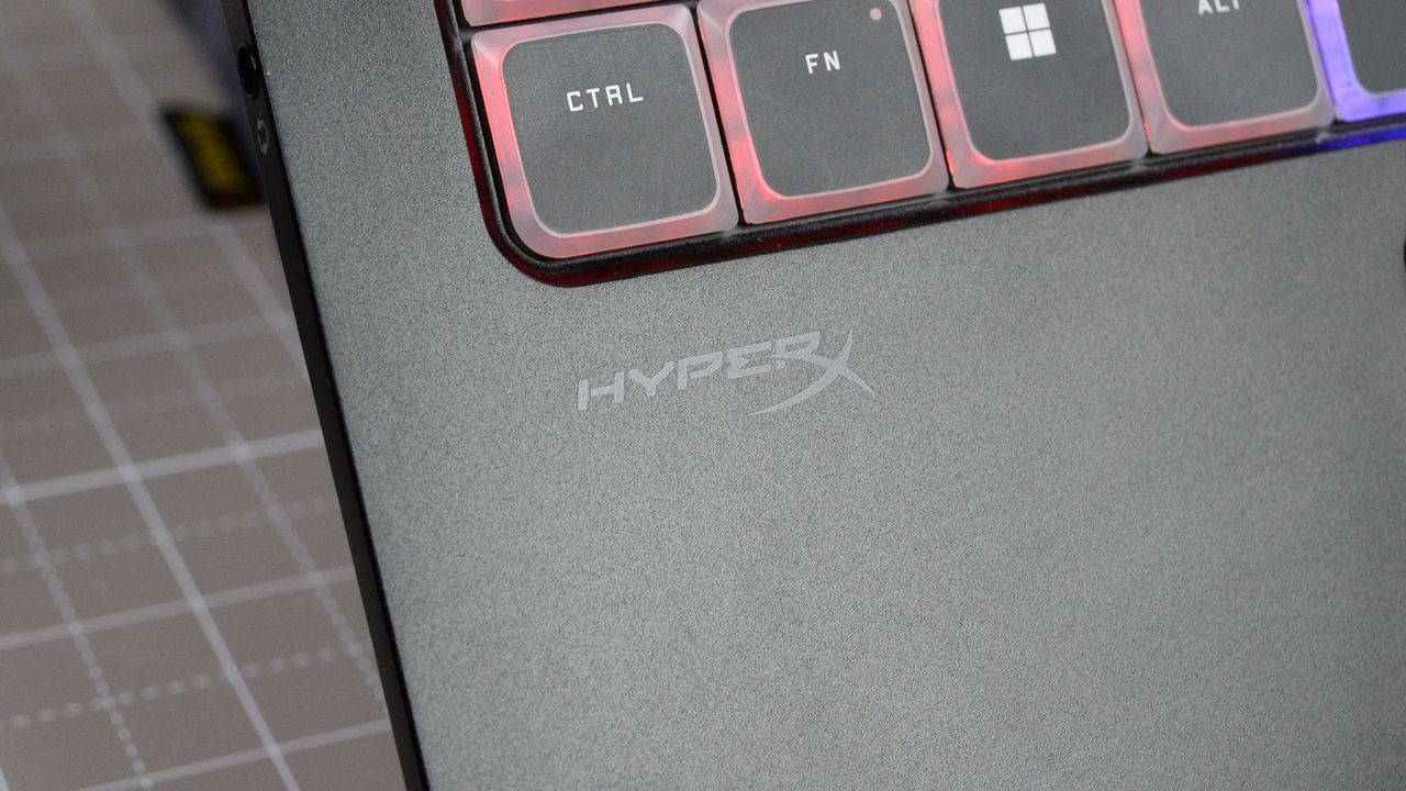 The HyperX logo on the HP Omen Transcend 14