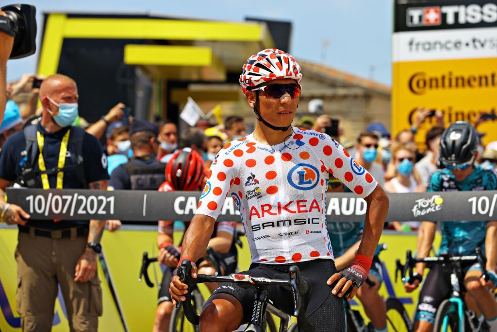QUILLAN FRANCE JULY 10 Nairo Quintana of Colombia and Team Arka Samsic Polka Dot Mountain Jersey at start during the 108th Tour de France 2021 Stage 14 a 1837km stage from Carcassonne to Quillan LeTour TDF2021 on July 10 2021 in Quillan France Photo by Tim de WaeleGetty Images