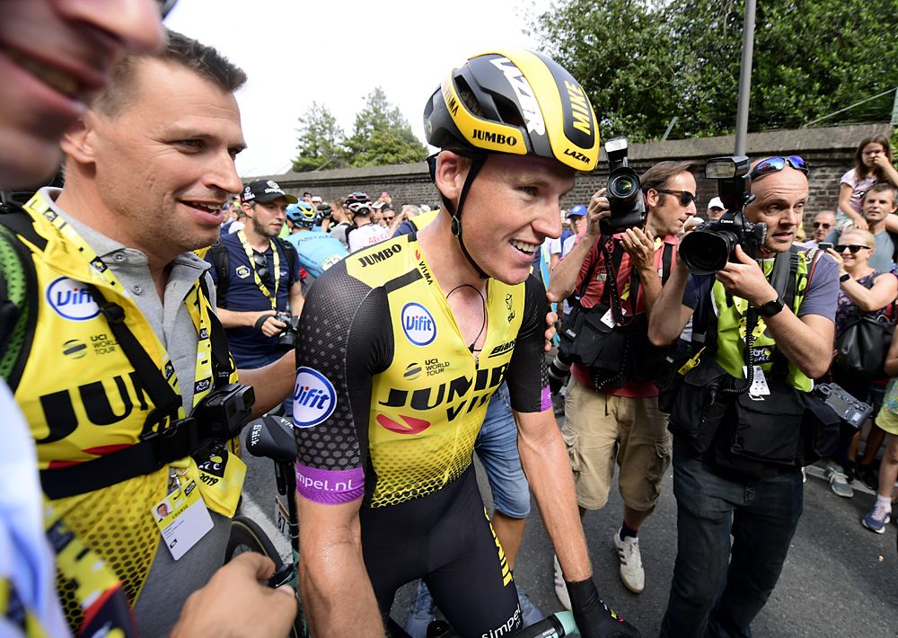 Mike Teunissen (Team Jumbo-Visma) wins stage 1 and takes the first yellow leader's jersey at the Tour de France