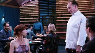 Anya Taylor-Joy and Ralph Fiennes in "The Menu"