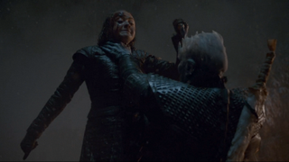 The Night King choking Arya in Game of Thrones Season 8x03