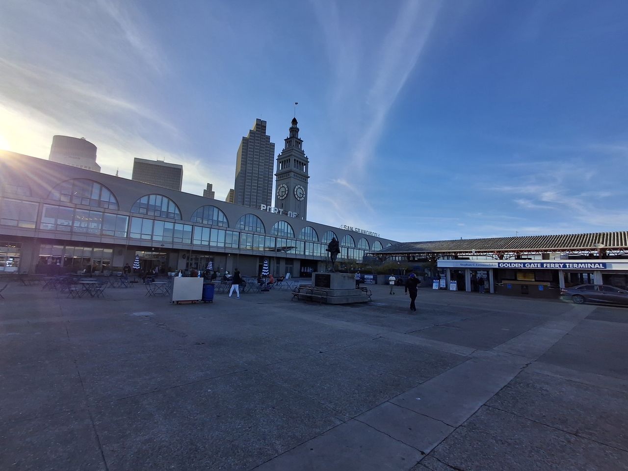 Ultrawide Ferry Building courtyard photo shot by Galaxy A35