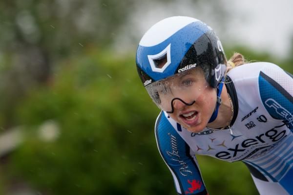 Andrea Dvorak (Exergy) coming into the finish.