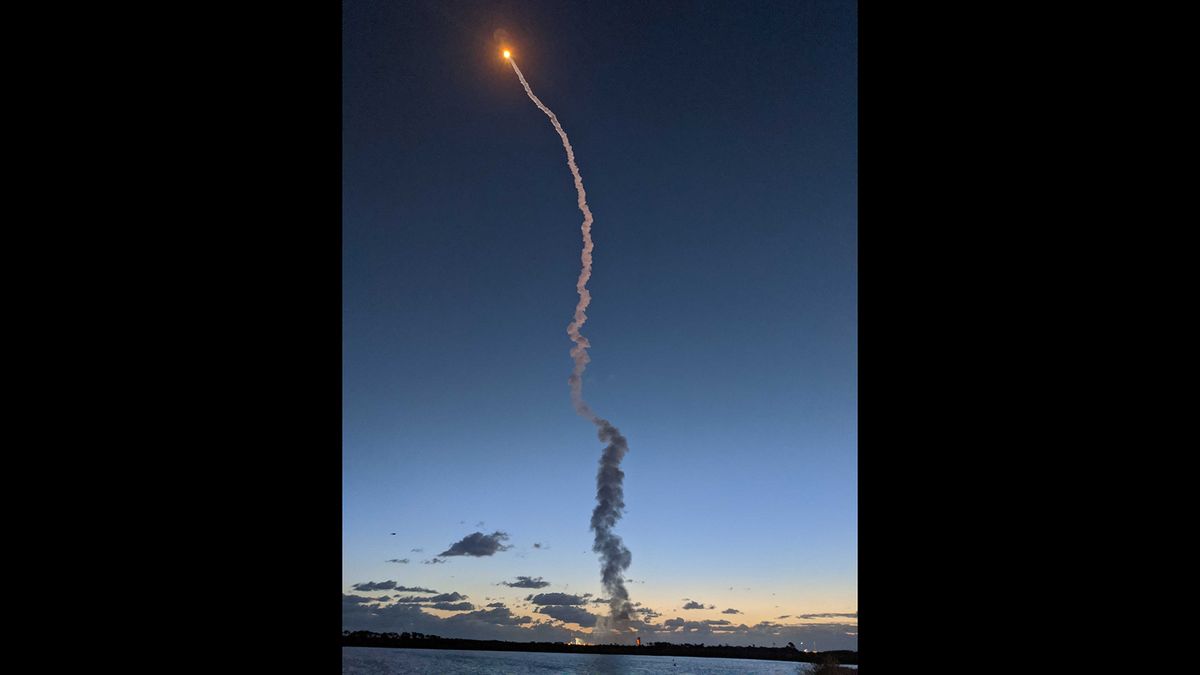 The Atlas V rocket carrying Boeing's Starliner spacecraft soars into the morning sky over Cape Canaveral Air Force Station in Florida.