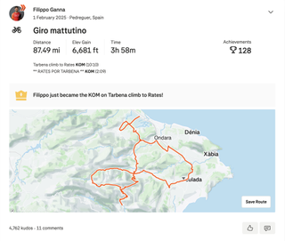 Filippo Ganna strava activity coll de rates