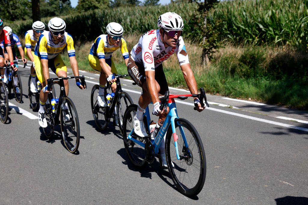 ARDOOIE BELGIUM AUGUST 23 Greg Van Avermaet of Belgium and AG2R Citron Team competes during the 19th Renewi Tour 2023 Stage 1 a 1829km stage from Blankenberge to Ardooie on August 23 2023 in Ardooie Belgium Photo by Bas CzerwinskiGetty Images