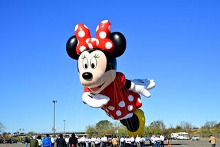 Macy's Thanksgiving Day Parade - Balloonfest Preview at MetLife Stadium on November 02, 2024 in East Rutherford, New Jersey. Image shows Minnie Mouse balloon. Photo by Eugene Gologursky/Getty Images for Macy's.