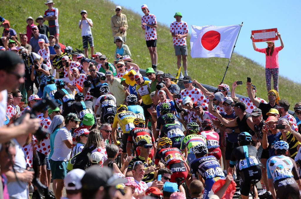 The fans packed the roadside for the climbs across the Tour