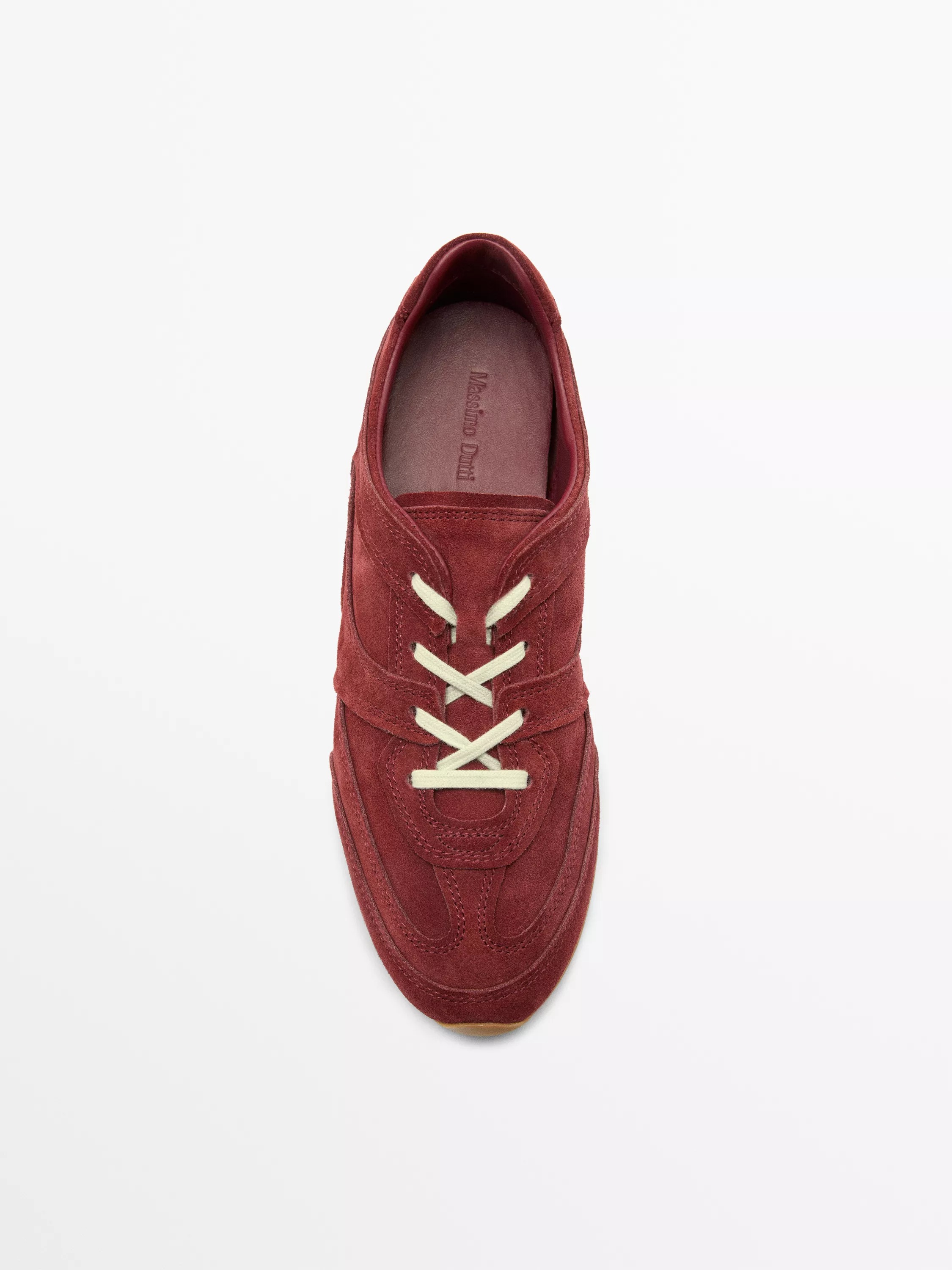 Massimo Dutti, Split Leather Trainers With Piece Details