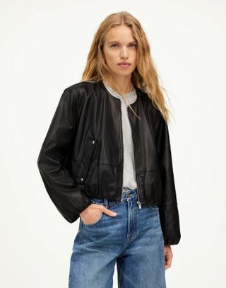 Madewell, Leather Bubble-Sleeve Jacket