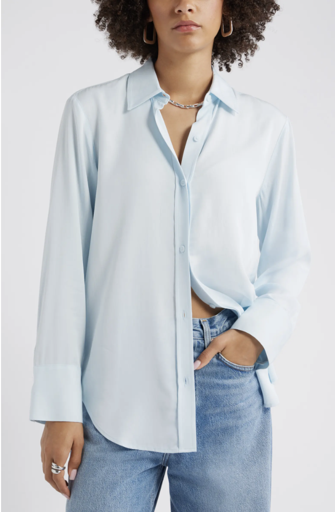 Open Edit, Relaxed Fit Long Sleeve Button-Up Shirt