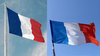 A comparison between the new and old French flags.