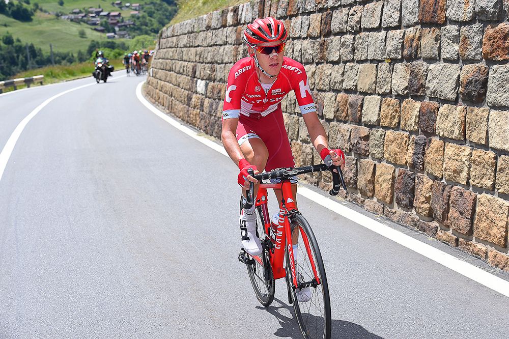 Matvey Mamykin attacks during stage 5 at the Tour de Suisse